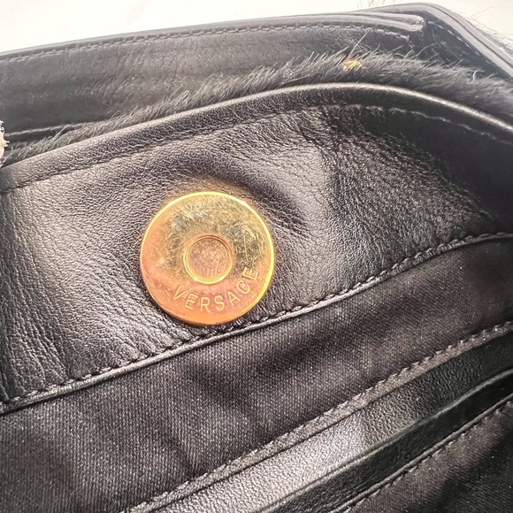 GIANNI VERSACE Rare Authentic Couture Medusa Black Calf Hair Made in Italy - Picture 12 of 17